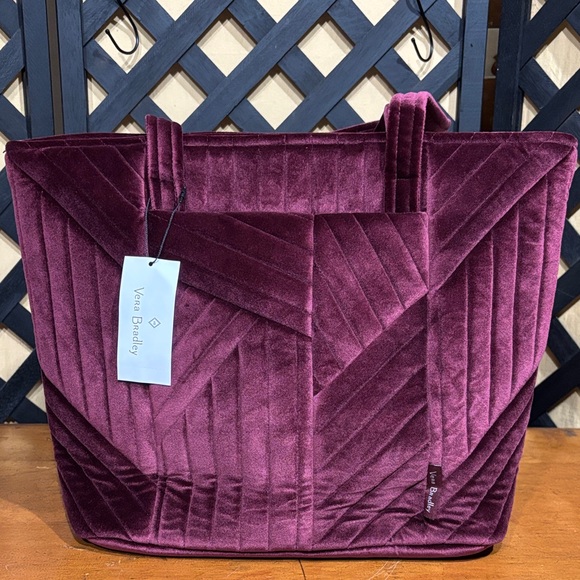 Vera Bradley Velvet Small Tote Bag in Raisin Floral Interior NWT - Picture 1 of 16
